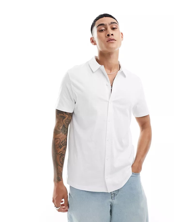 Camisa blanca de punto de DESIGN Blanco FvHhSqUG