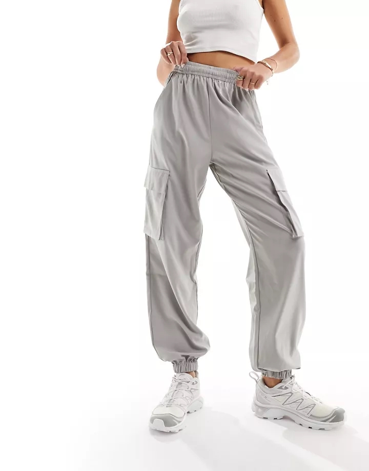 Pantalones cargo gris claro de talle alto de 4505 Gris 