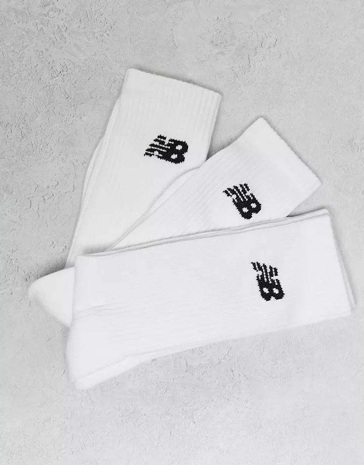 Pack de 3 pares de calcetines deportivos blancos con logo de New Balance Blanco G3qTEIYq