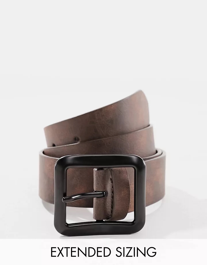 Cinturón marrón de cuero sintético con hebilla cuadrada de DESIGN Marrón GnNG2AV3