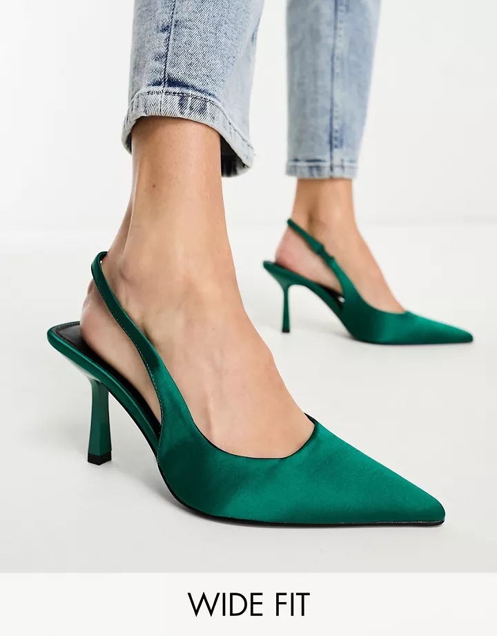 Zapatos verdes de tacón de aguja con tira talonera de s