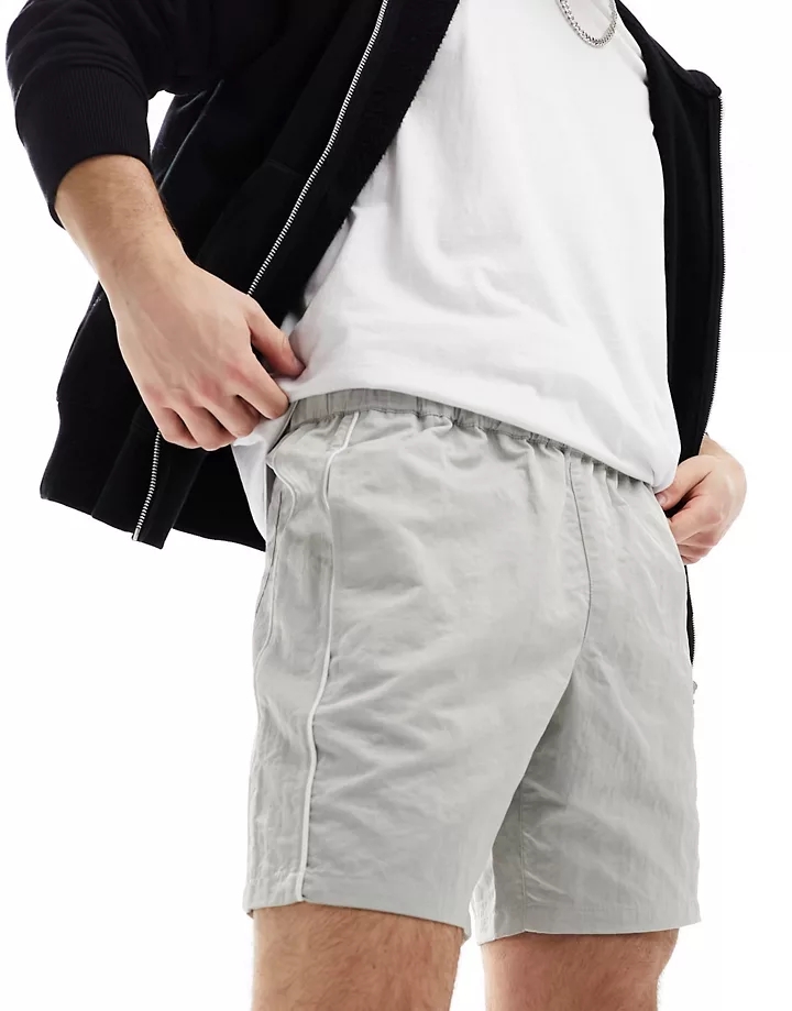 Pantalones cortos color piedra de corte slim con detalle de ribetes de nailon de DESIGN Piedra HEKhPUpr