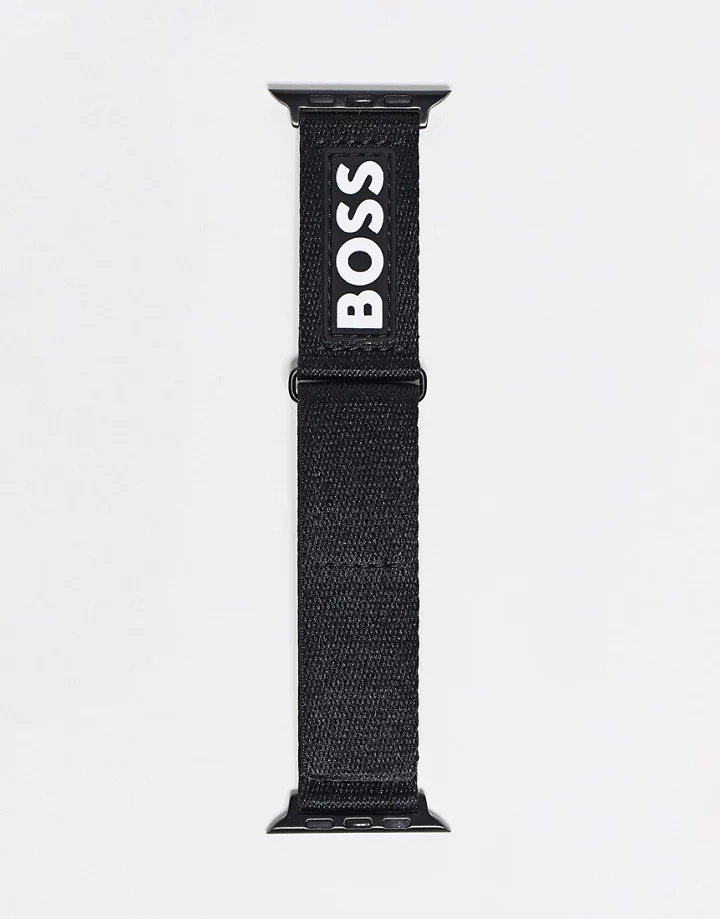 Correa negra para Apple Watch de hombre con logo de silicona de BOSS Negro HEsDoPpm