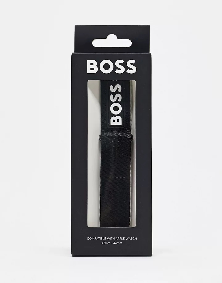 Correa negra para Apple Watch de hombre con logo de silicona de BOSS Negro HEsDoPpm