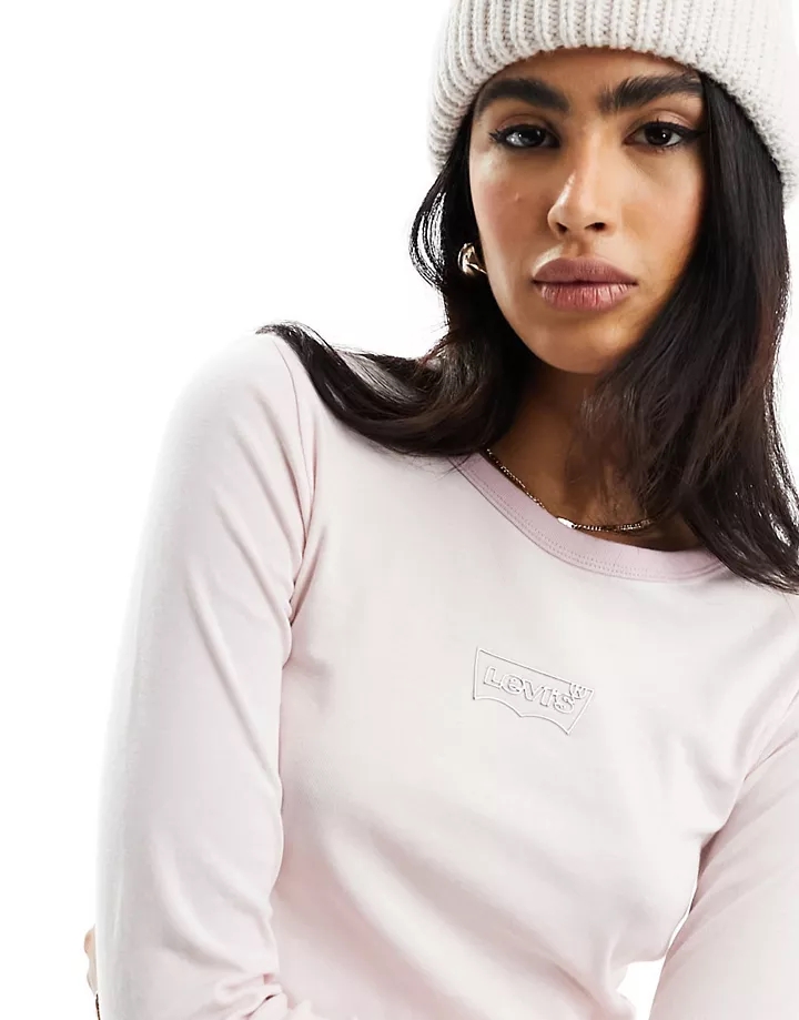Camiseta rosa de manga larga con ribetes y logo pequeño de Levi´s Rosa HGRVFy90