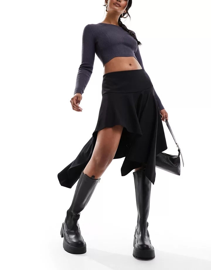 Minifalda negra asimétrica Joy de Weekday Negro HfE6a5p