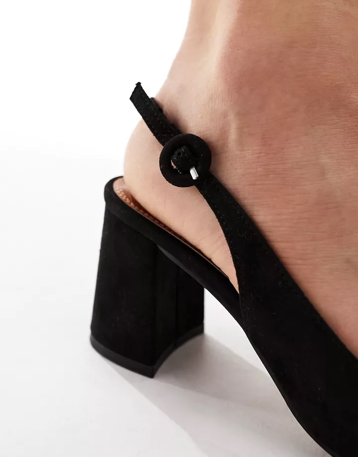 Zapatos negros destalonados de tacón medio grueso Sutton de DESIGN Wide Fit Negro HgorOVQo