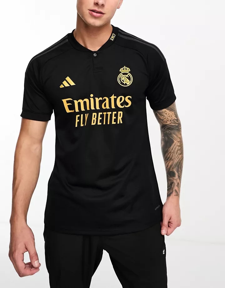 Camiseta negra del Real Madrid de adidas Football Negro bQXnGfIB