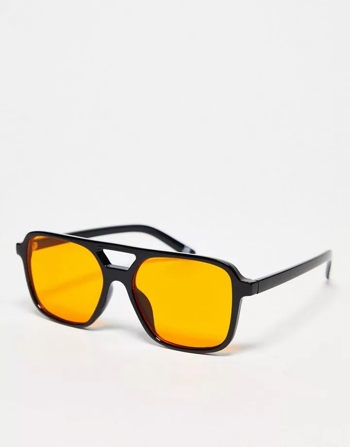 Gafas de aviador con montura fina y lentes naranjas de 