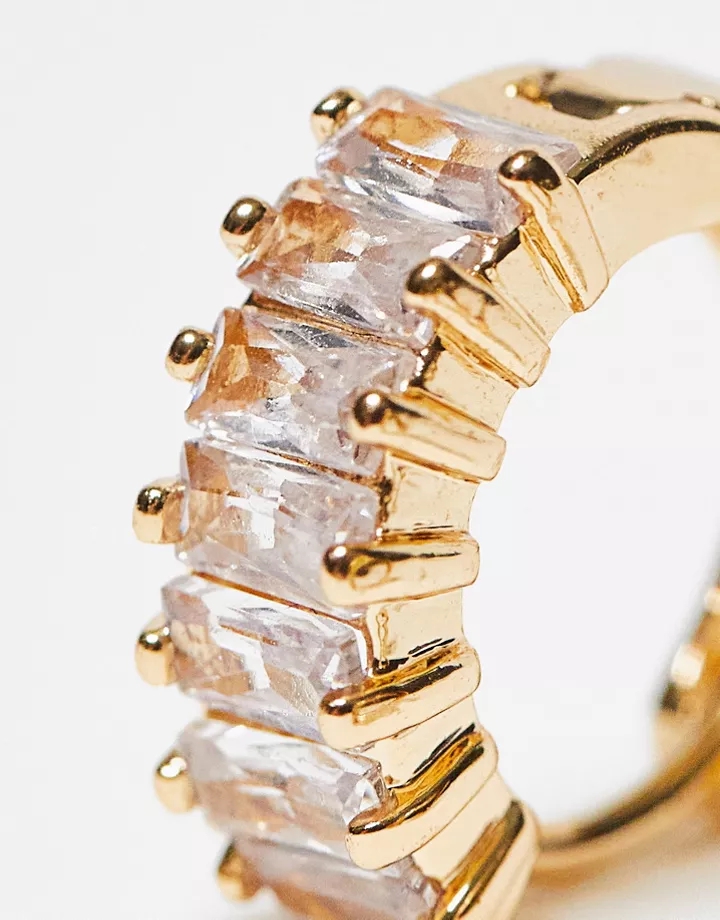 Pack de aros pequeños chapados en oro con detalle de cristales de Reclaimed Vintage Inspired Dorado bTmPOvip