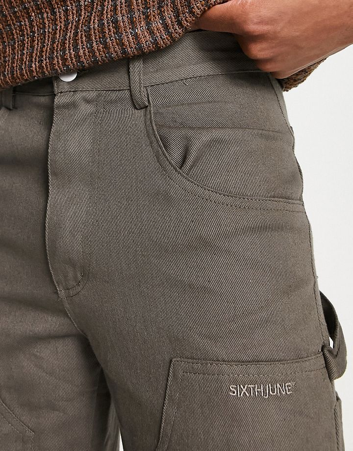 Pantalones grises de estilo carpintero de Sixth June Gris bYuvMdA3