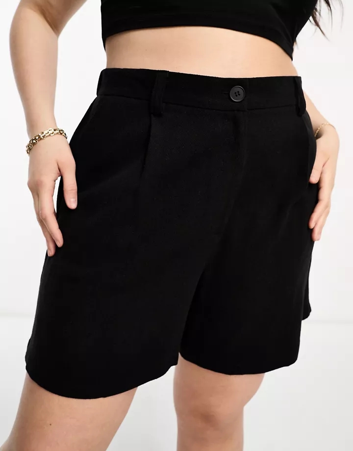 Pantalones cortos dad negros de mezcla de lino de DESIGN Curve Black beVkcmkH