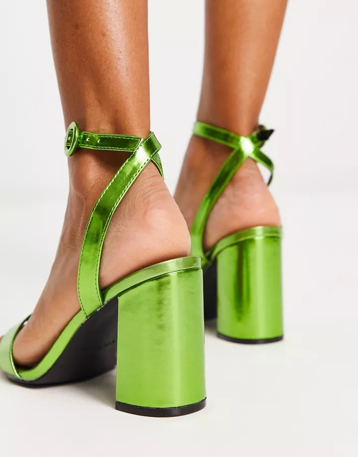 Sandalias verde metalizado con tacón de bloque Wink exclusivas en de RAID Wide Fit Verde bgnW5Jfu