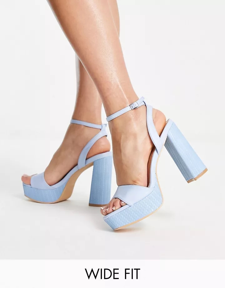 Sandalias azules con tacón y plataforma estilo alpargata de Glamorous Wide Fit de Barbour Beacon btAN0iOG