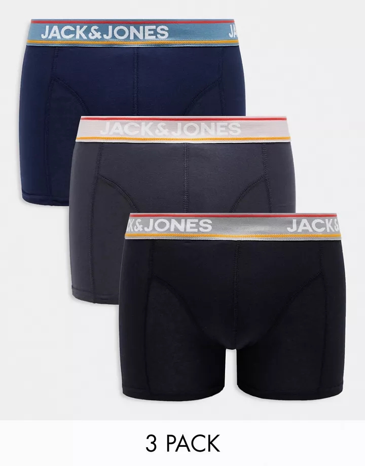 Pack de 3 calzoncillos de color negro y gris de Jack & Jones Azul marino byXCrfFj
