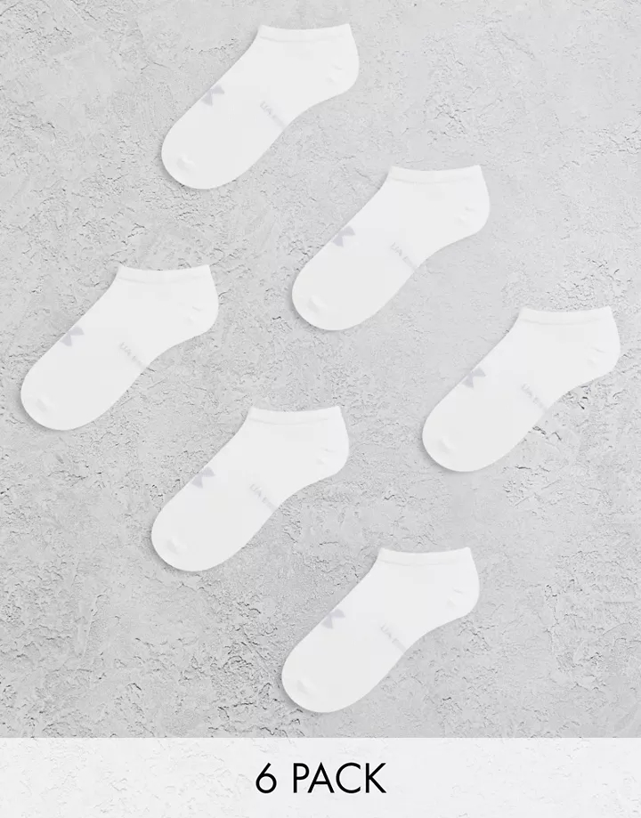 Pack de 6 pares de calcetines blancos invisibles básicos de Under Armour Blanco bytnWsFR