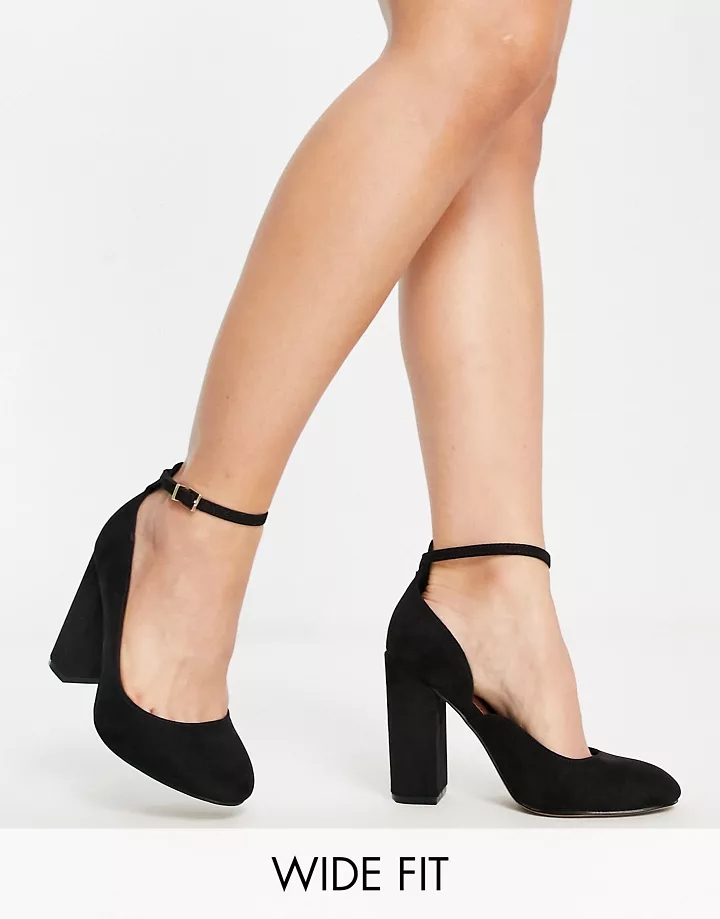 Zapatos negros con tacón alto de bloque Placid de DESIGN Wide Fit Negro bzacCFRt