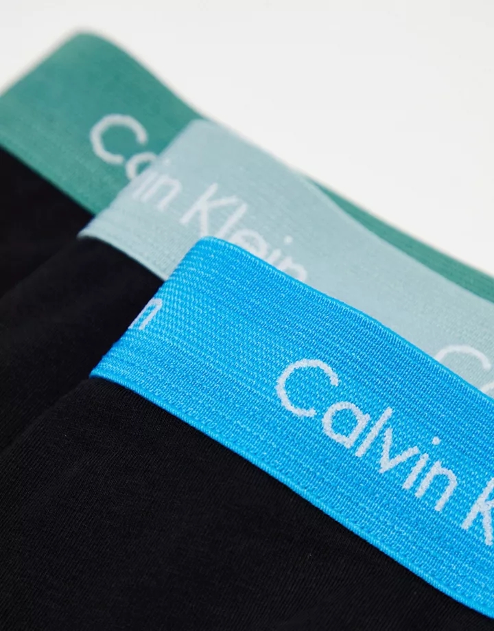 Pack de 3 calzoncillos negros elásticos con cinturilla de colores de algodón de Calvin Klein Plus Negro c4XtK5Rh