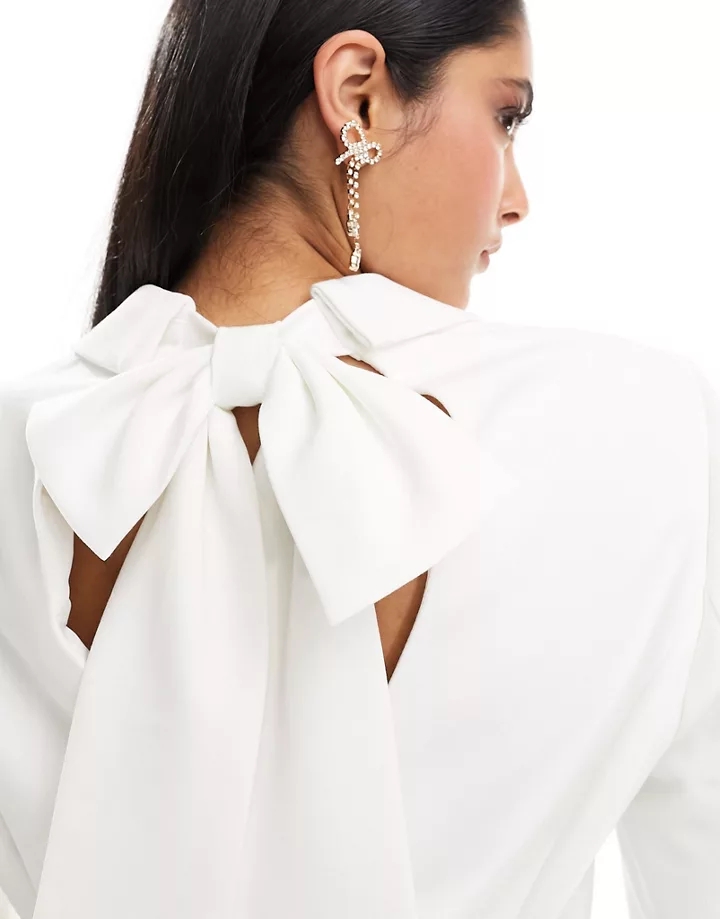 Americana de novia blanca con detalle de botones y lazo en la espalda de Y.A.S (parte de un conjunto) Blanco cPYUn6Fo