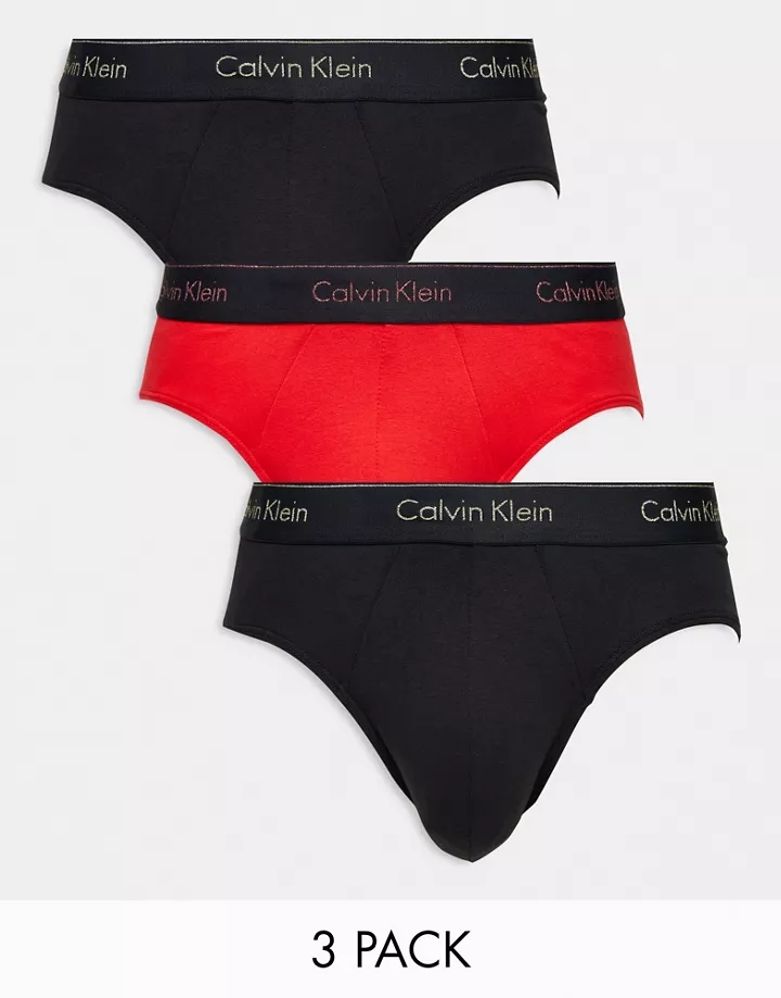 Pack de 3 calzoncillos de color negro y blanco con cinturillas del logo de colores de Calvin Klein Negro/rojo cUQi2TA4