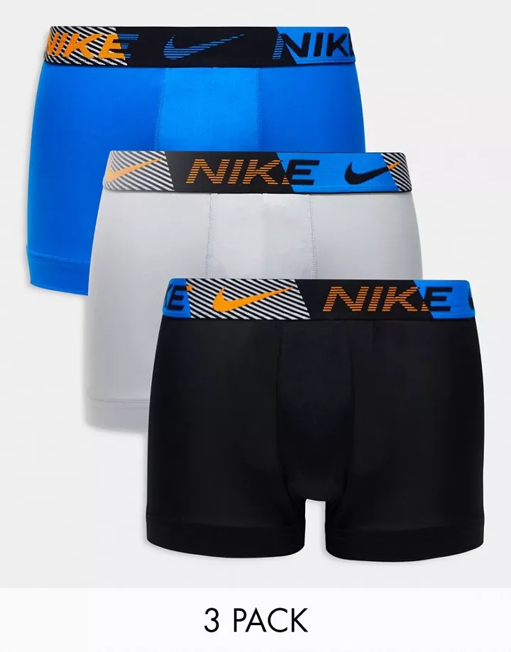 Pack de 3 calzoncillos de color azul, gris y negro básicos de microfibra Dri-FIT de Nike MULTICOLOR ca5YeJK3