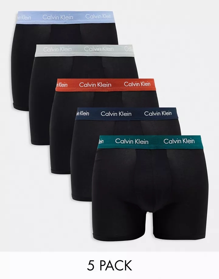Pack de 5 calzoncillos negros con cinturilla de colores