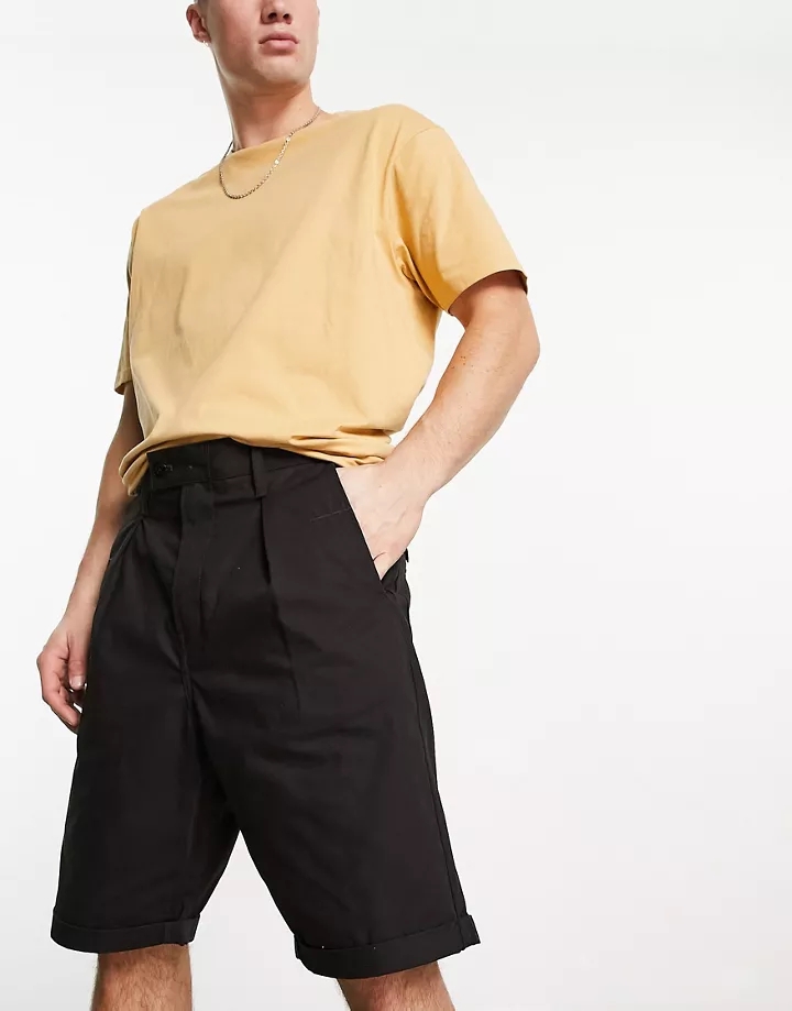 Pantalones cortos chinos negros holgados de estilo work