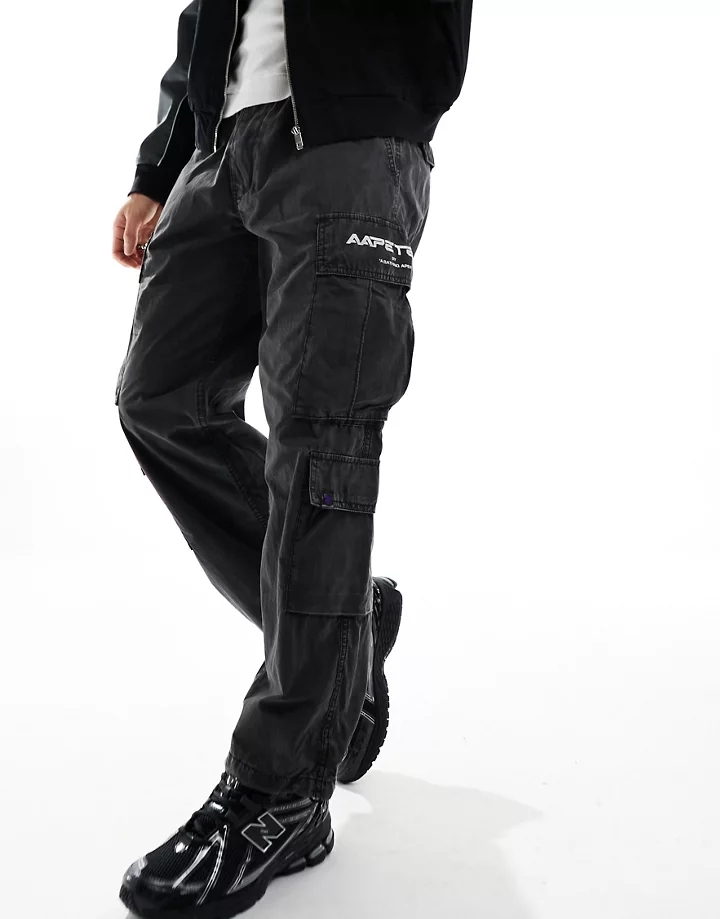 Pantalones cargo negros con estampado tie dye de AAPE BY A BATHING APE® Negro dBkdVJ7z