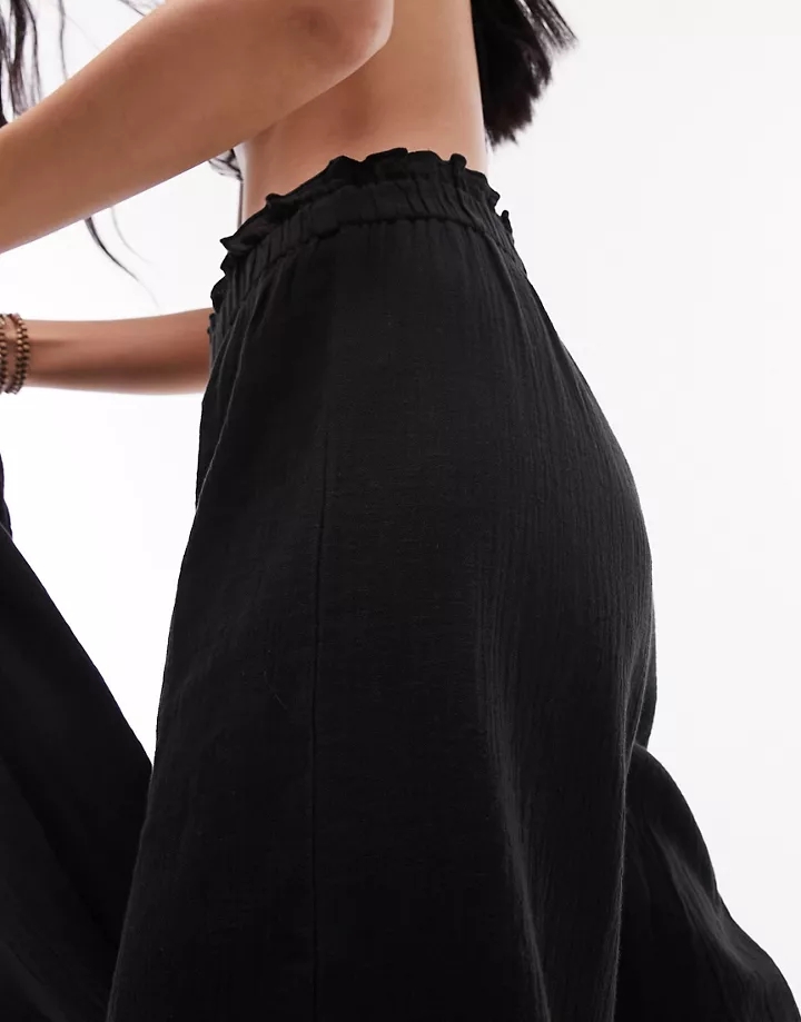 Pantalones playeros negros texturizados de estilo casual de Topshop (parte de un conjunto) Negro dK9BBw1X