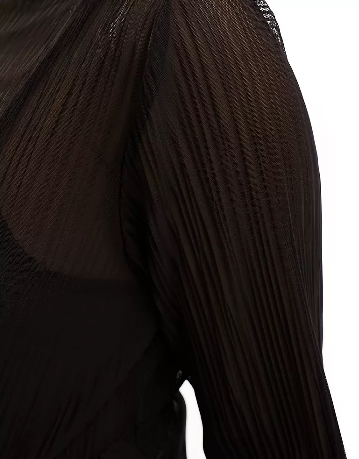 Vestido midi negro con cuerpo asimétrico de malla de & Other Stories Negro dWGoxXE1