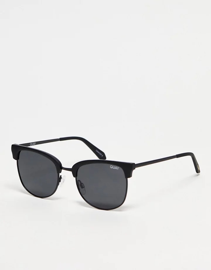 Gafas de sol negro mate de estilo retro con lentes pola