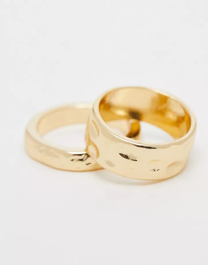 Pack de 4 anillos dorados con diseños repujados de DESIGN Dorado dfJwM4O7