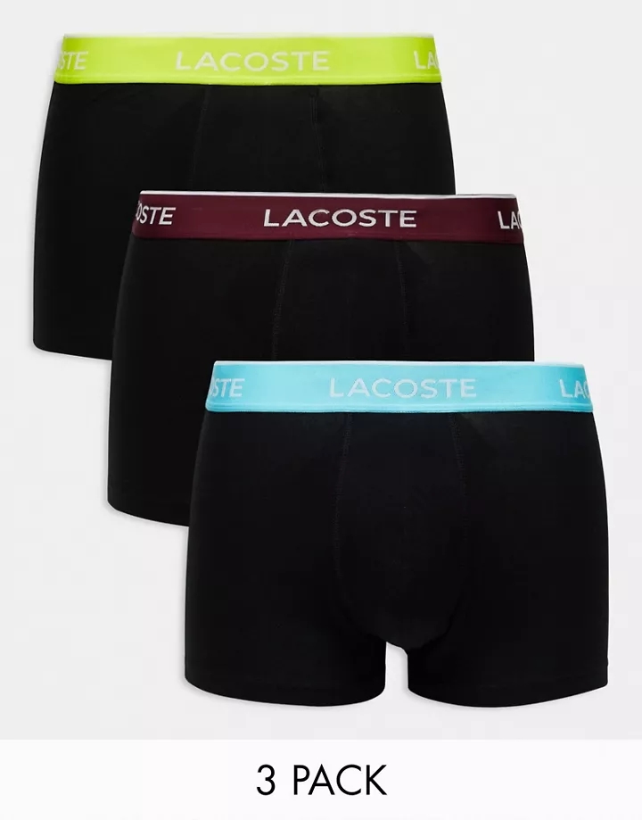 Pack de 3 calzoncillos negros con cinturillas en contraste de Lacoste Essentials Negro dvTVKyBb