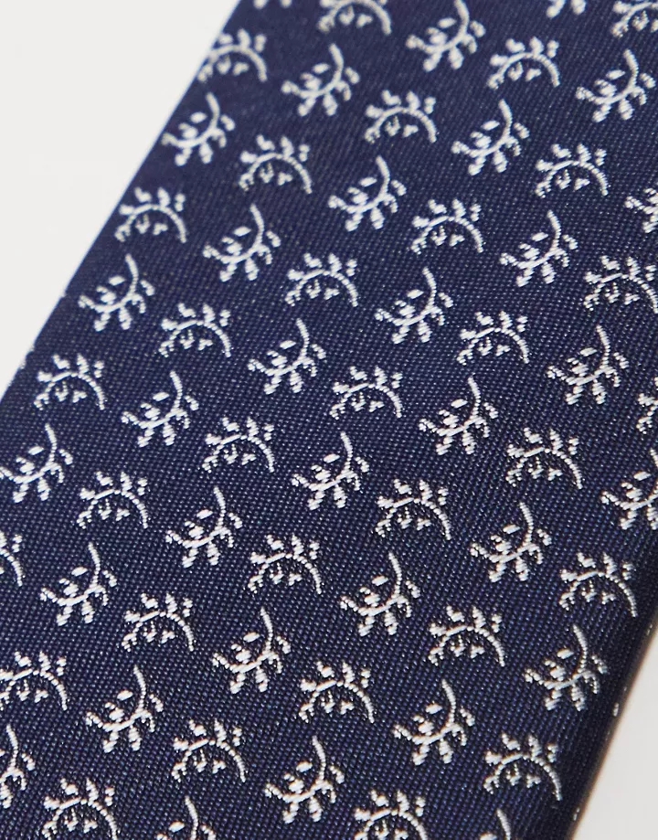 Corbata azul marino con diseño de flores y hojas de French Connection Marino dvq4MKuX