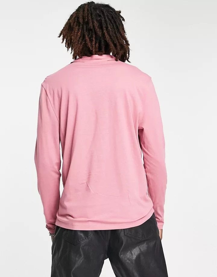 Camisa rosa abotonada de manga larga de punto de DESIGN Rosado jaspeado dx6cE6YE