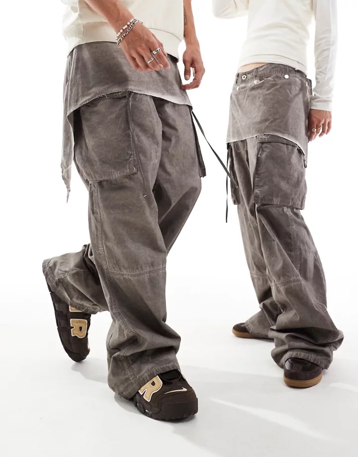 Pantalones marrón lavado utilitarios con falda desmontable Iconic de COLLUSION Unisex Marrón dybvqbys