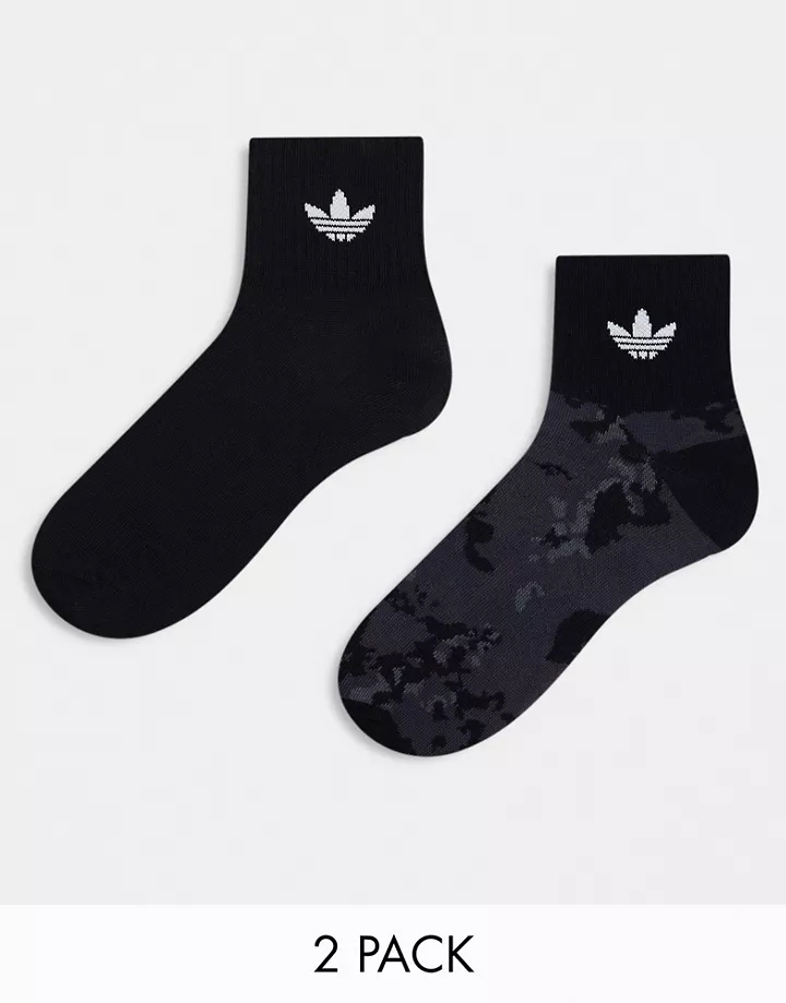 Pack de 2 pares de calcetines tobilleros negros con est