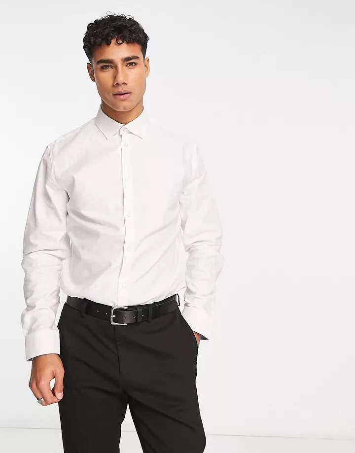 Camisa de vestir de corte slim fácil de planchar en blanco de Selected Homme Blanco eM4jyD7w