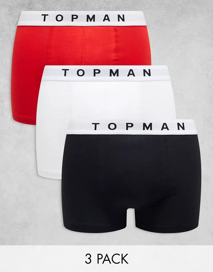 Pack de 3 calzoncillos de color negro, blanco y rojo de Topman MULTICOLOR ePyWD9m2