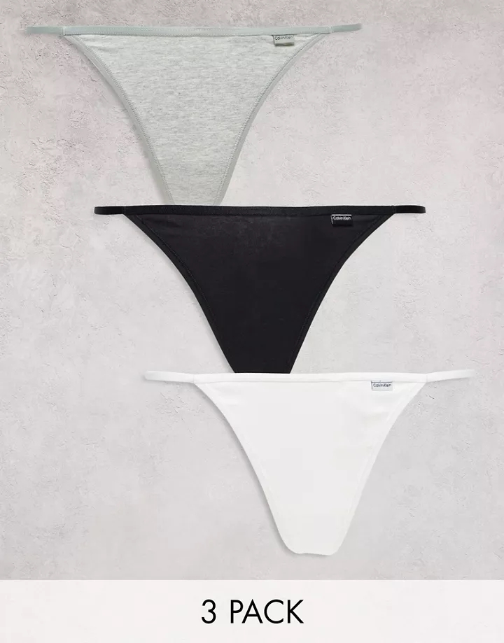 Pack de 3 tangas de varios colores de Calvin Klein Negro/blanco/gris eROaYKSD