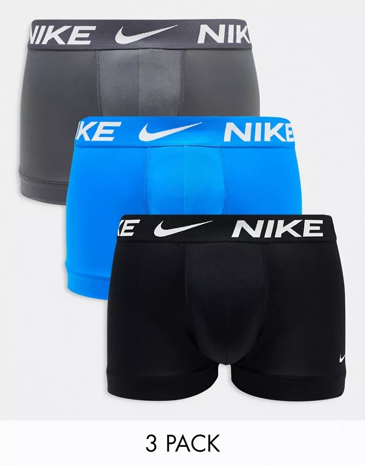 Pack de 3 calzoncillos de color azul, gris y negro de microfibras Dri-FIT de Nike Multicolor eYFbvkHk