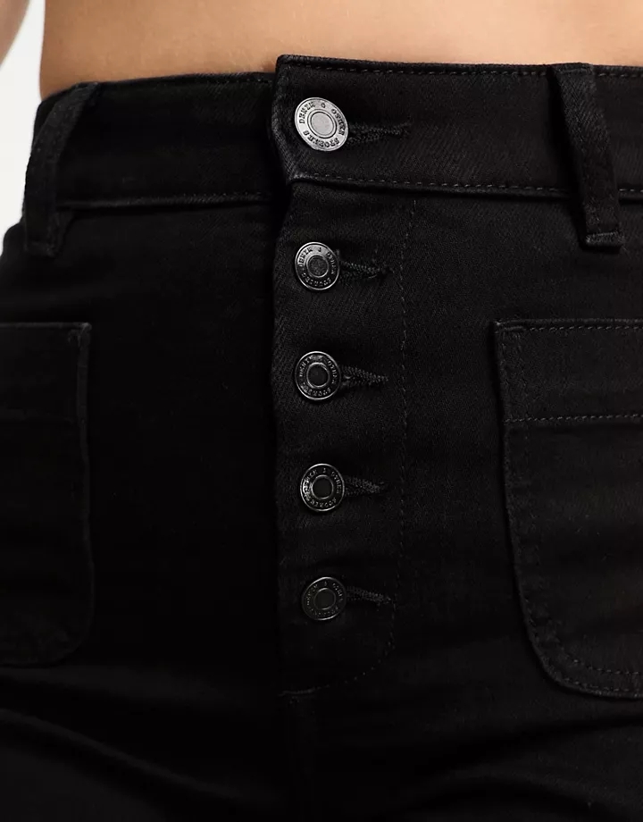 Vaqueros de campana negros de talle alto con detalle de botones delanteros y bolsillos de parche de & Other Stories Negro eZxB8Hbx