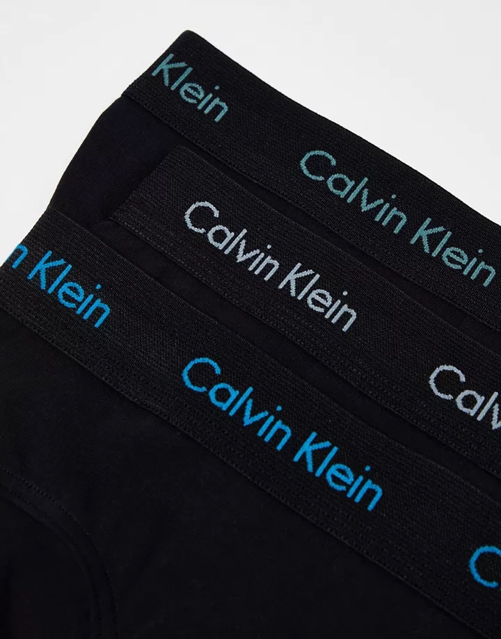 Pack de 3 calzoncillos negros elásticos con logo de colores de algodón de Calvin Klein Negro egvFTPyy