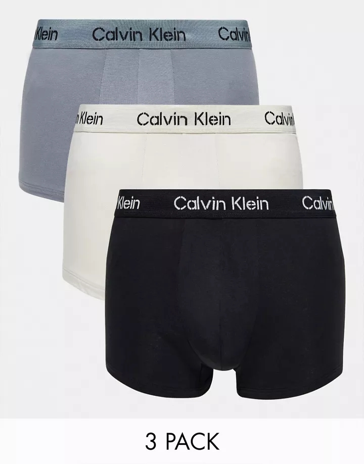 Pack de 3 calzoncillos de color negro, gris y blanco hueso de Calvin Klein Negro/gris/blanco eh2TZhUx