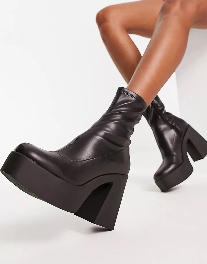 Botas negras estilo calcetín con plataforma gruesa Grandstep de ALDO Negro eobckcpE