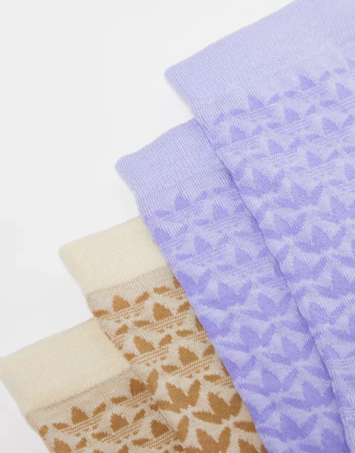 Pack de 2 pares de calcetines de color lila y arena con estampado de trébol de adidas Originals MULTICOLOR evB0aFUa