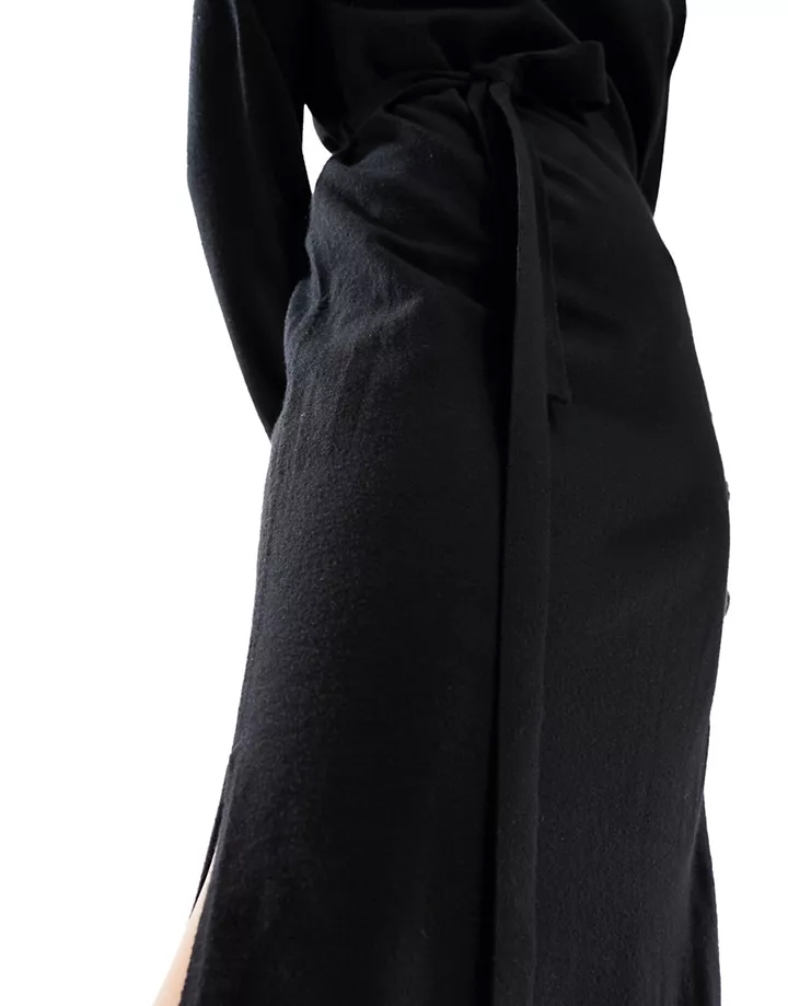 Vestido midi negro con cinturón de punto de New Look Negro exlAzhuP