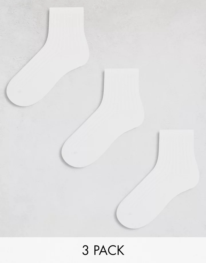 Pack de 3 pares de calcetines blancos de canalé Bella d