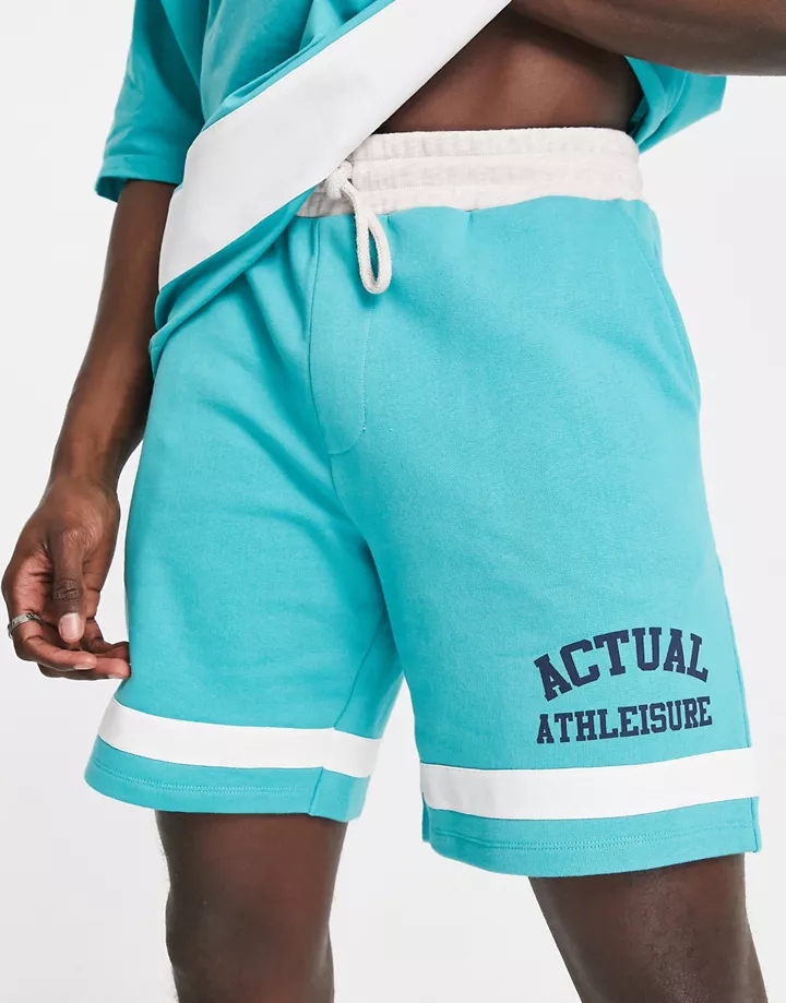 Pantalones cortos azul cerceta con detalle dividido de Actual Athleisure (parte de un conjunto) Azul cerceta f9bZnM8g
