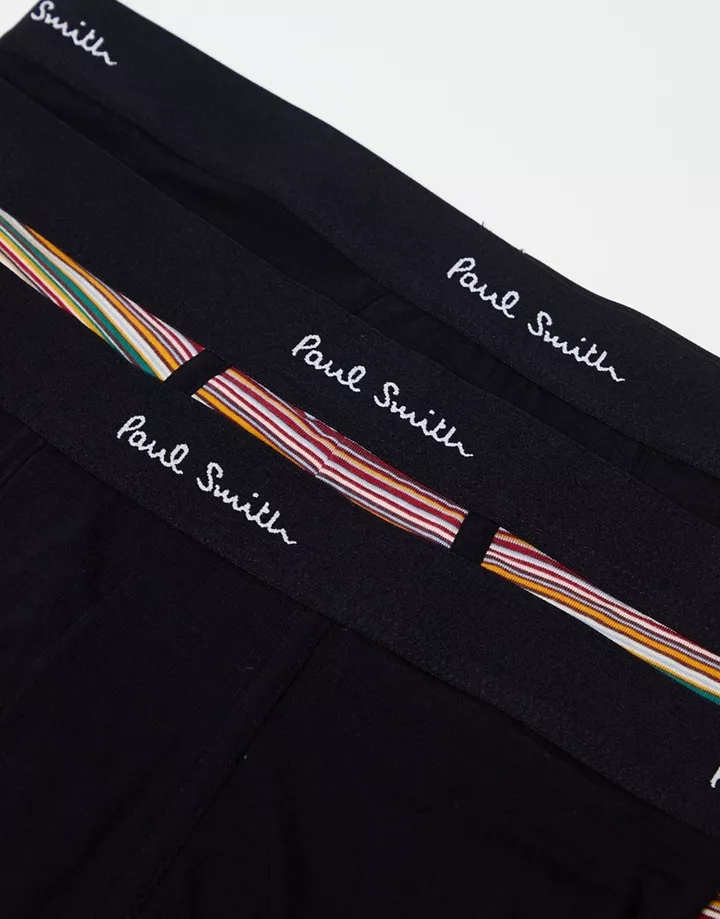 Pack de 3 calzoncillos negros y a rayas con logo en la cinturilla de Paul Smith Negro fAbo8C4Z